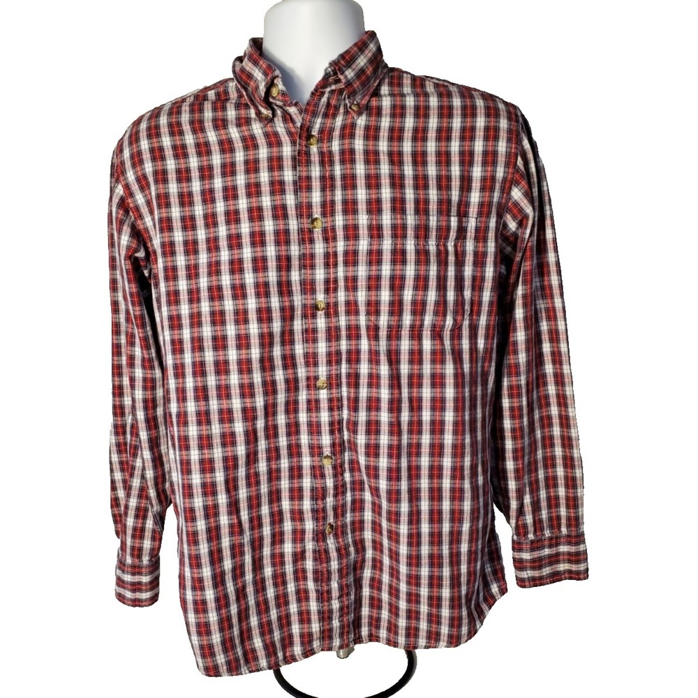 Pendleton Oxford‎ Cloth Shirt Men's M Button Down Long Sleeve Plaid Red